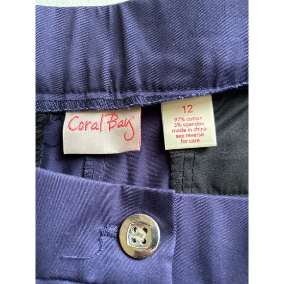 Coral Bay Womens Purple Capri Pants Size 12 Mid-Rise Button & Zip Closure - Picture 3 of 7
